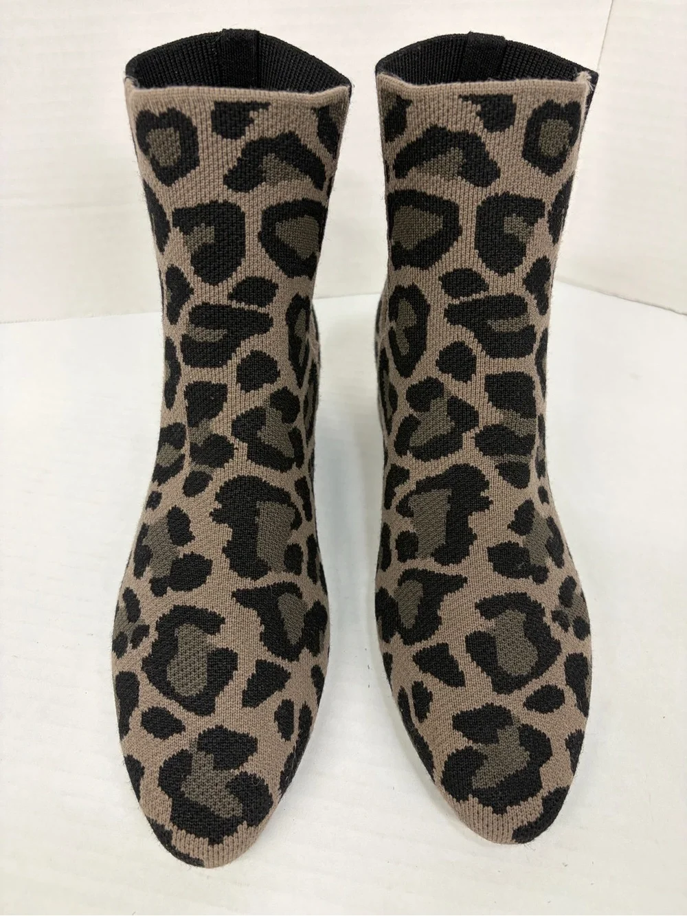 Rothy’s The Classic Boot Gray Black - Knit Cool Cat (Leopard Print) Size 9.5